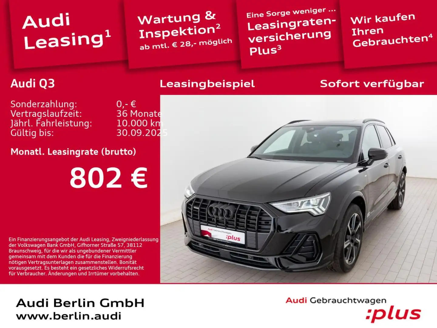 Audi Q3 S line 45 TFSI quattro S tronic Schwarz - 1