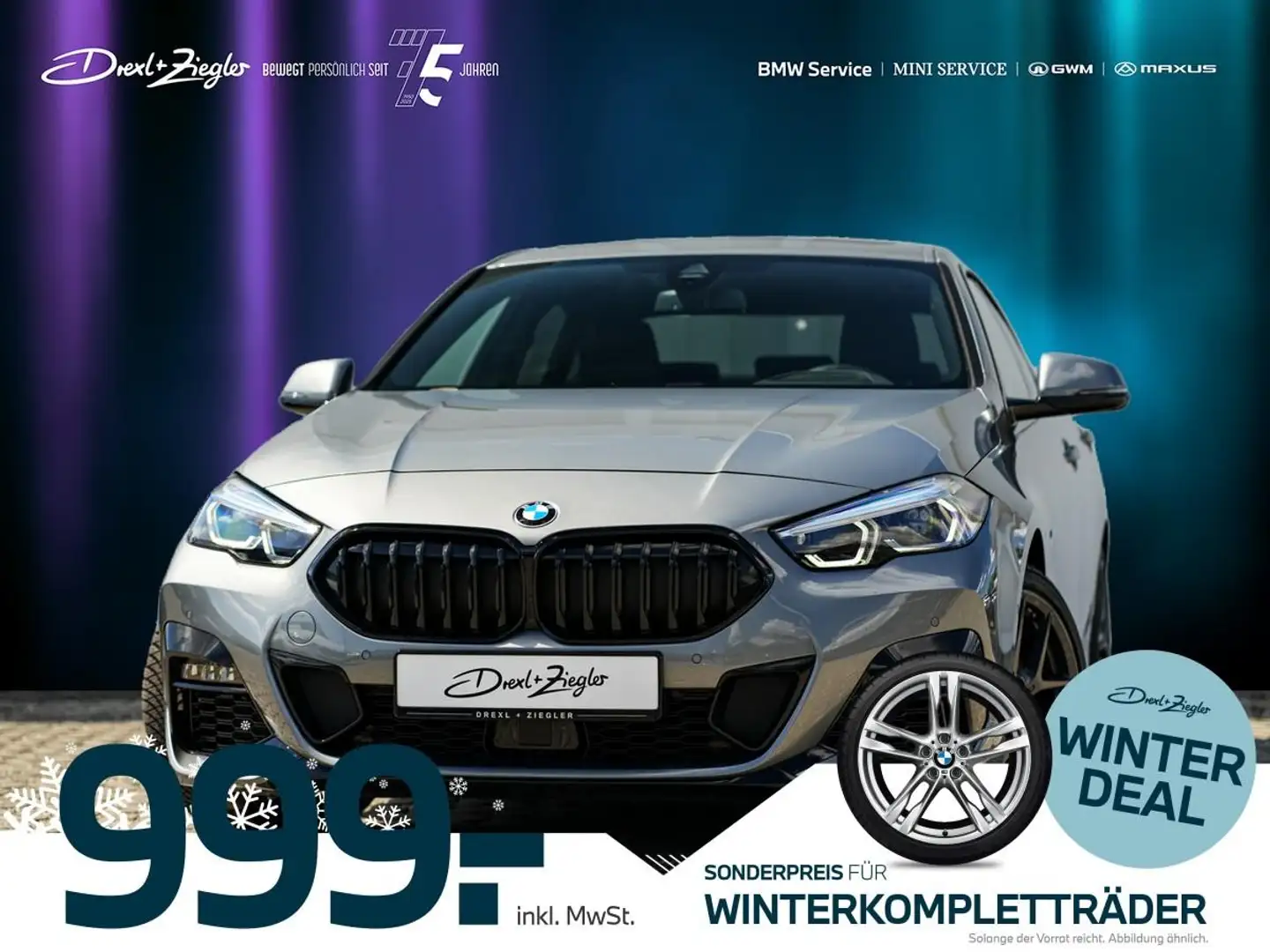 BMW 220 220i Gran Coupe M-Sport PANO ACC HuD H&K RFK KoZg Grau - 1