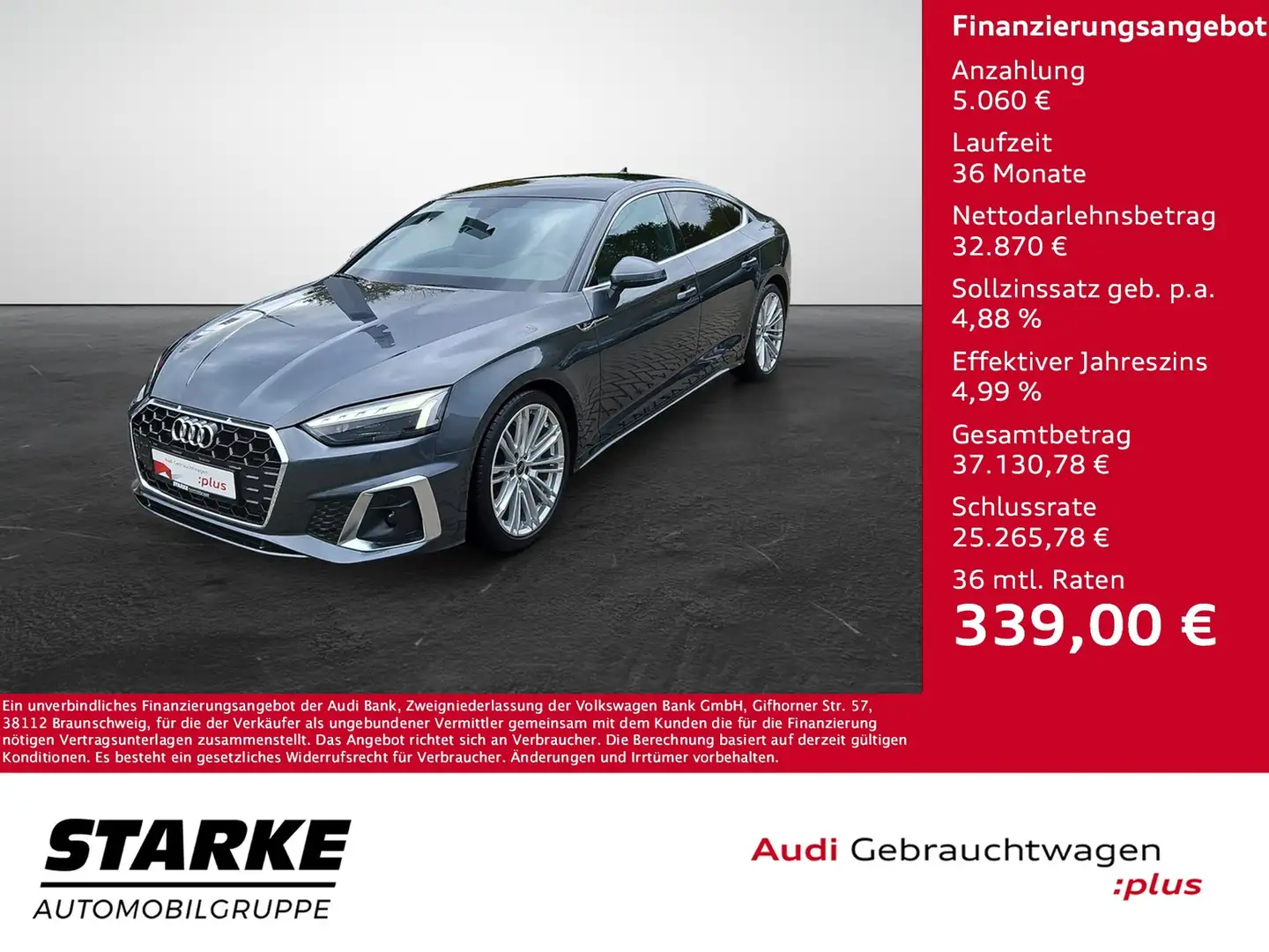 Audi A5 Sportback 40 TDI S tronic S line NaviPlus Matri... Grau - 1