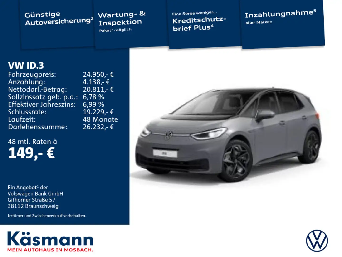 Volkswagen ID.3 Pro Performance Tech NAV MATRIX KAM HUD siva - 1