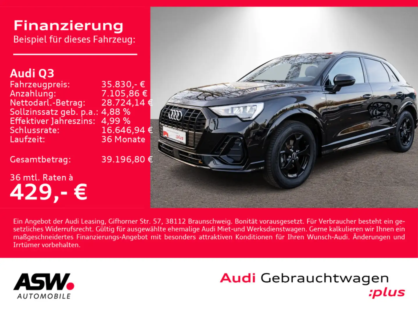 Audi Q3 S line 35 TDI Stronic LED Navi PDC ACC AHK Schwarz - 1