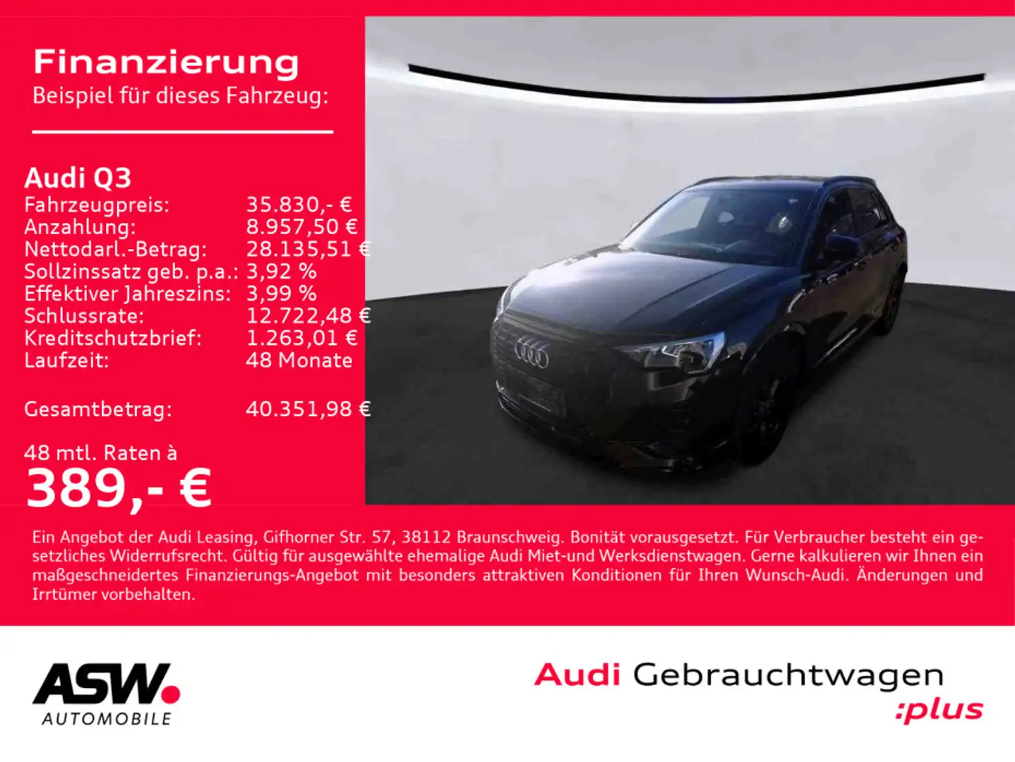 Audi Q3 S line 35 TDI Stronic LED Navi PDC ACC AHK Schwarz - 1