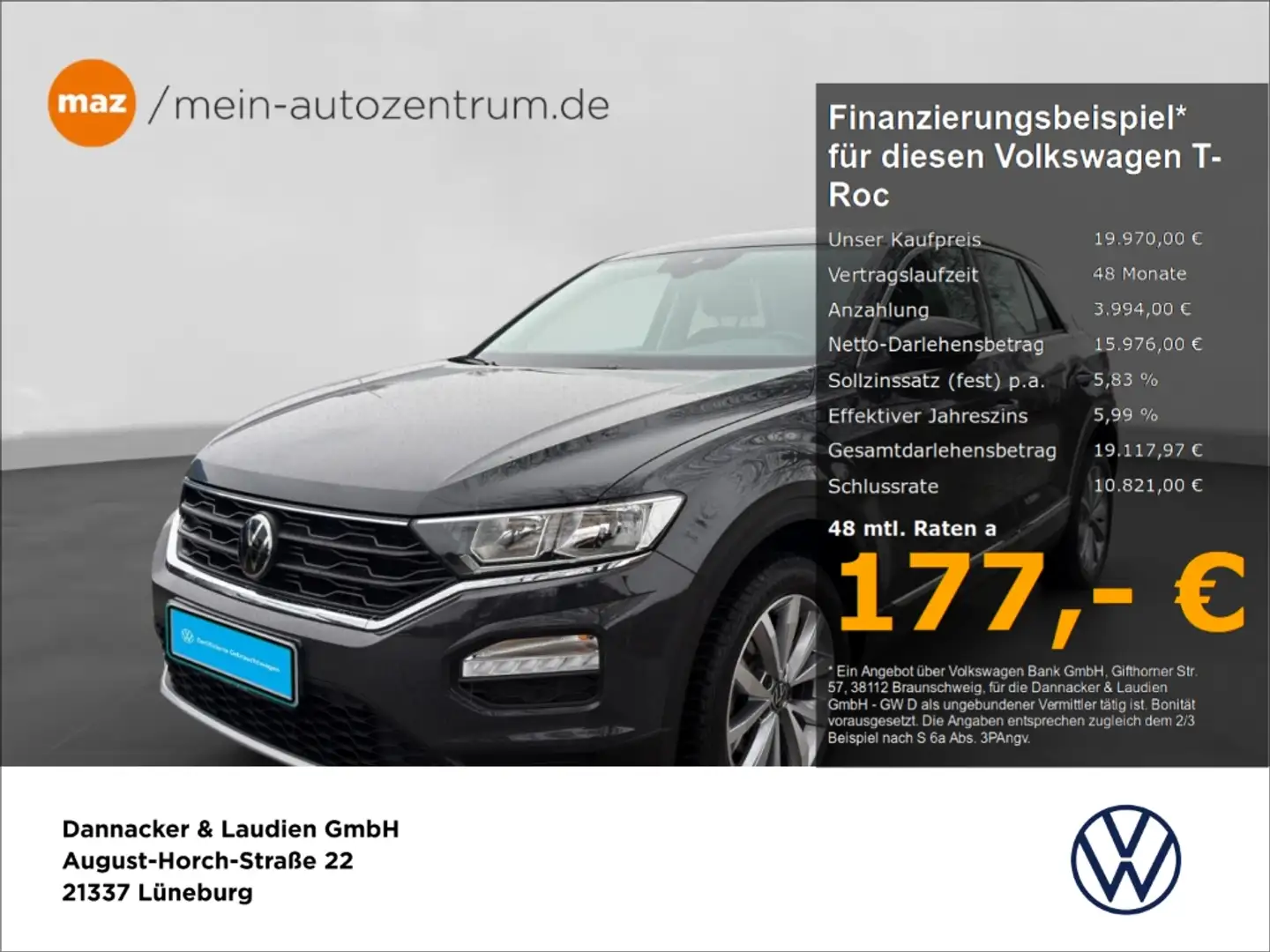 Volkswagen T-Roc 1.0 TSI Style Alu Sitzh. PDC App-Connect uvm. Grau - 1