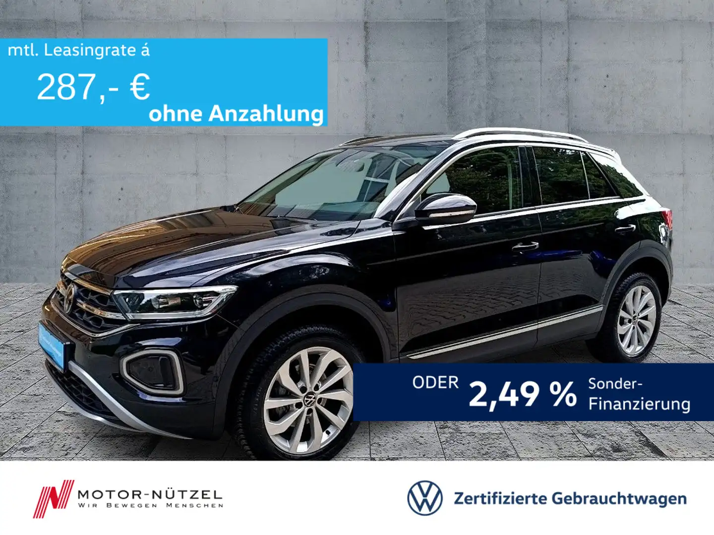 Volkswagen T-Roc 1.5 TSI DSG STYLE LEDplus+NAVI+AHK+ACC+DAB Schwarz - 1