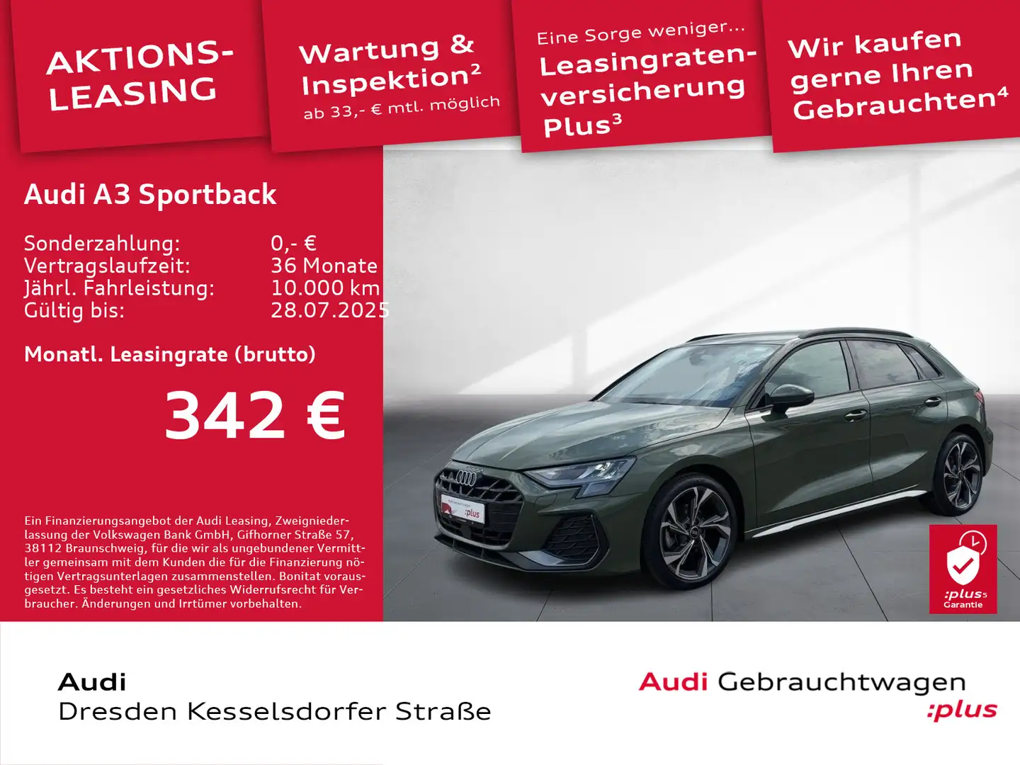 Audi A3 30 TFSI S-Line Navi LED Kamera GRA Grün - 1