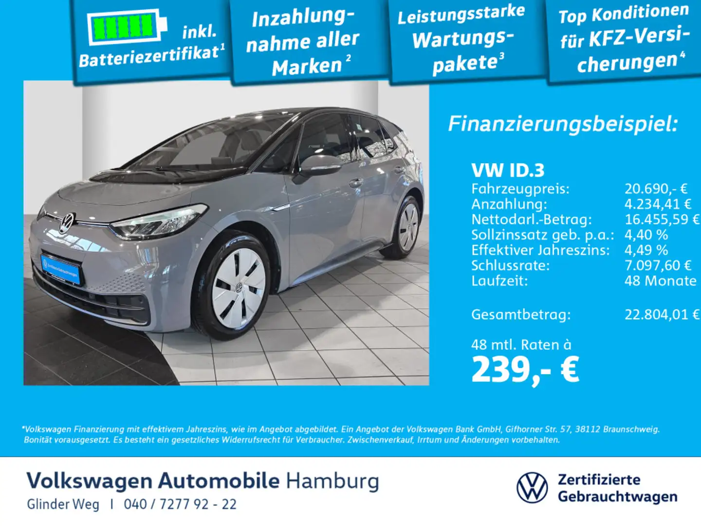 Volkswagen ID.3 Pro Life DSG Navi LED-Scheinwerfer Grau - 1