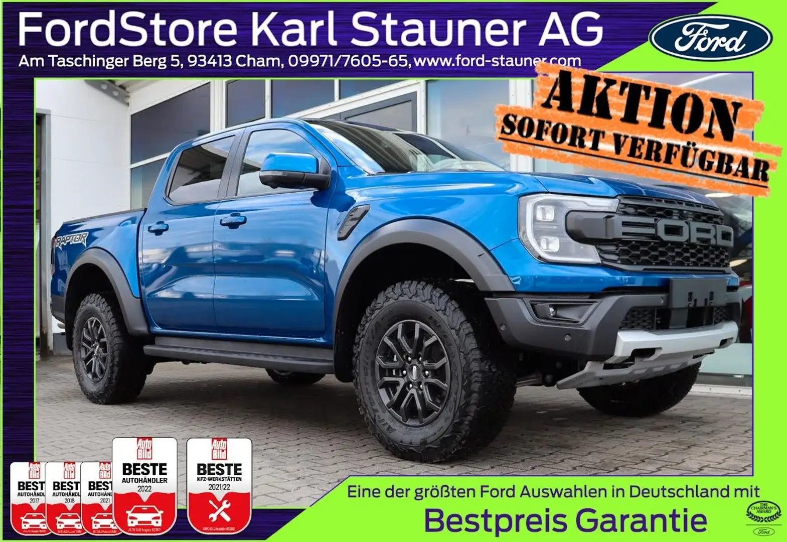 Ford Ranger Raptor DOKA 4x4 3.0 EcoB. 3,99% FIN Blau - 1