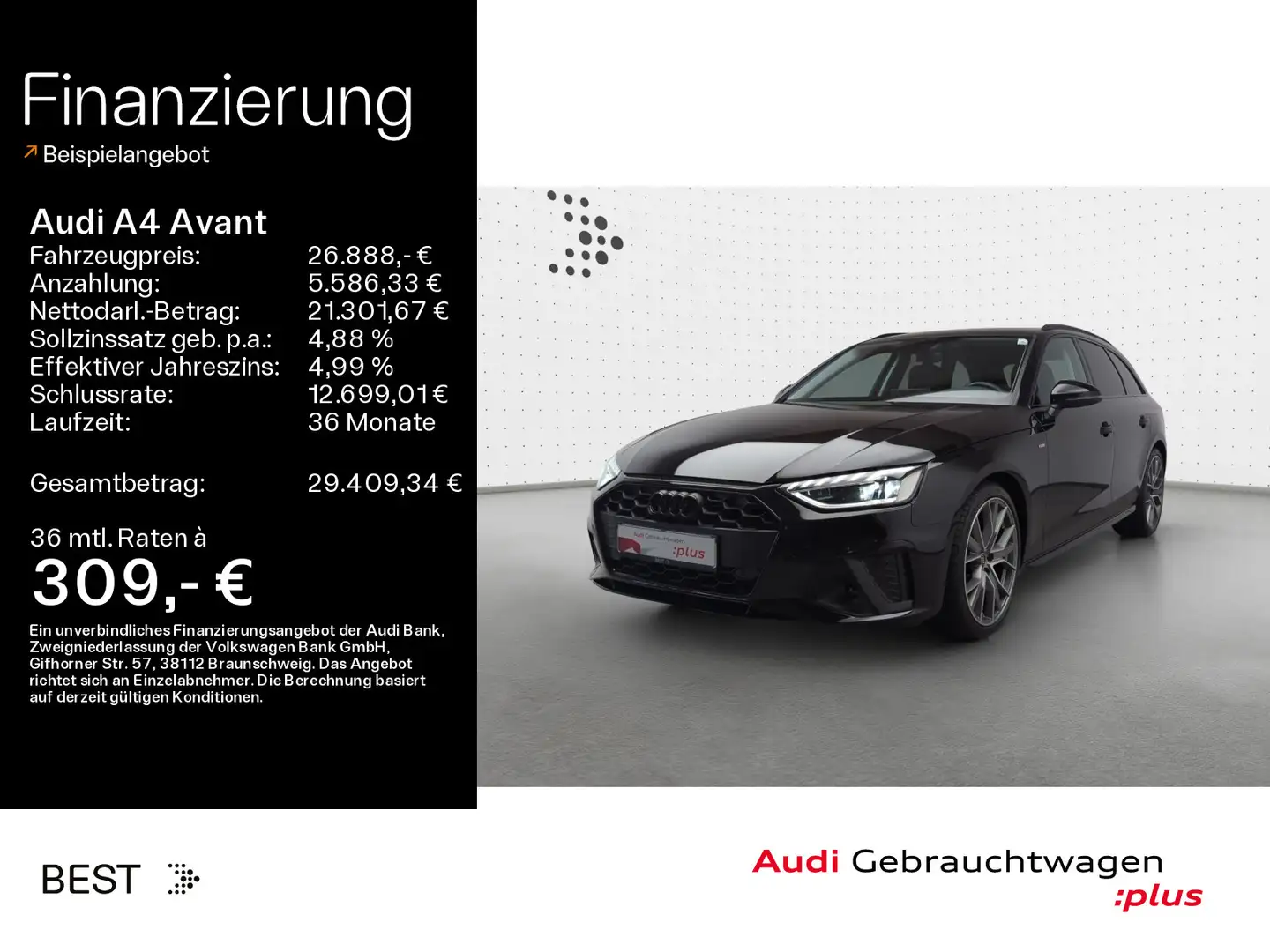 Audi A4 S line competition 35 TDI Kamera*Navi Negro - 1