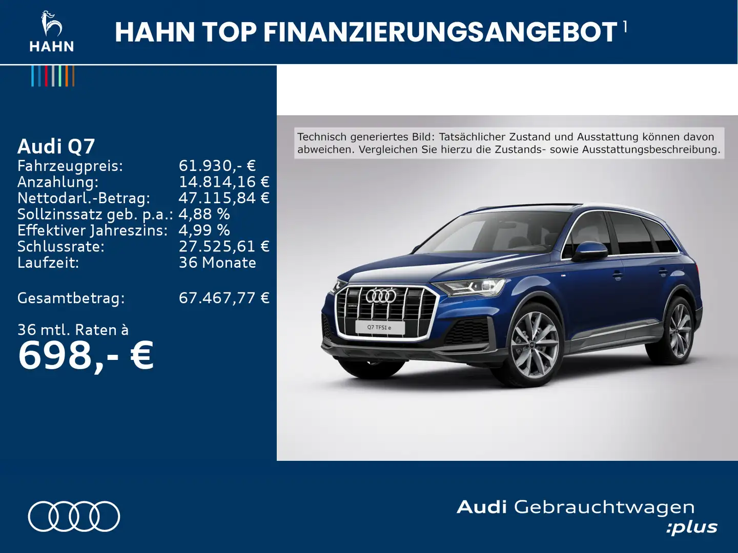 Audi Q7 55 TFSIe quattro S line AHK °360 B&O ACC Pano Bleu - 2