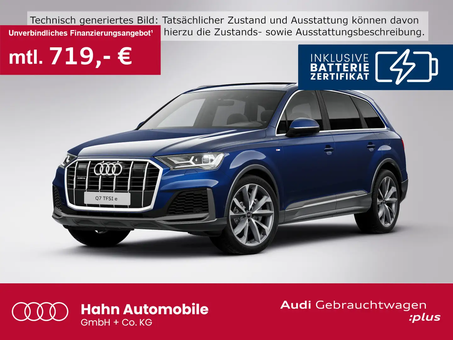 Audi Q7 55 TFSIe quattro S line AHK °360 B&O ACC Pano Blau - 1