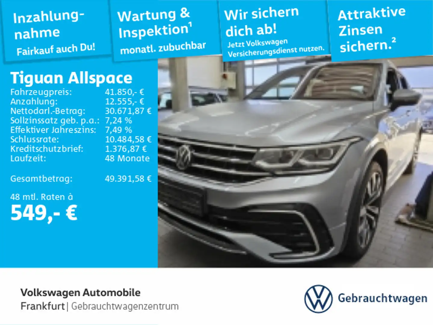 Volkswagen Tiguan Allspace 2.0 TDI DSG 4Motion R-Line Navi Silber - 1