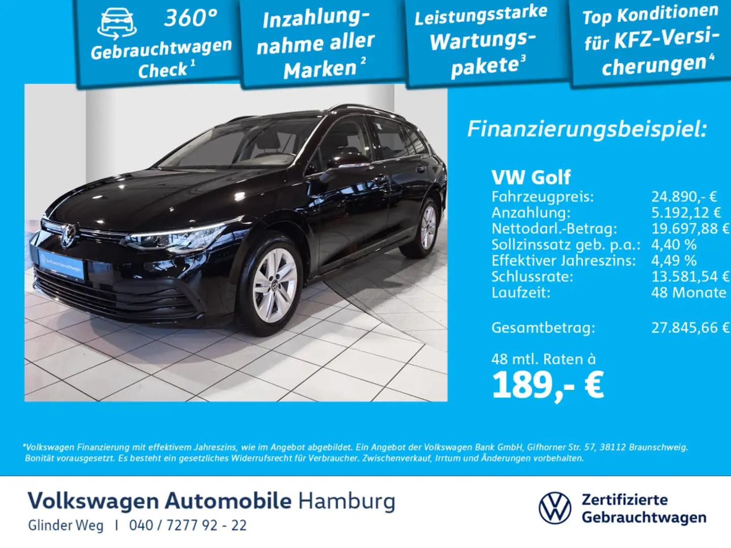 Volkswagen Golf VIII 1.5 eTSI Life DSG Allwetterreifen AHK Schwarz - 1