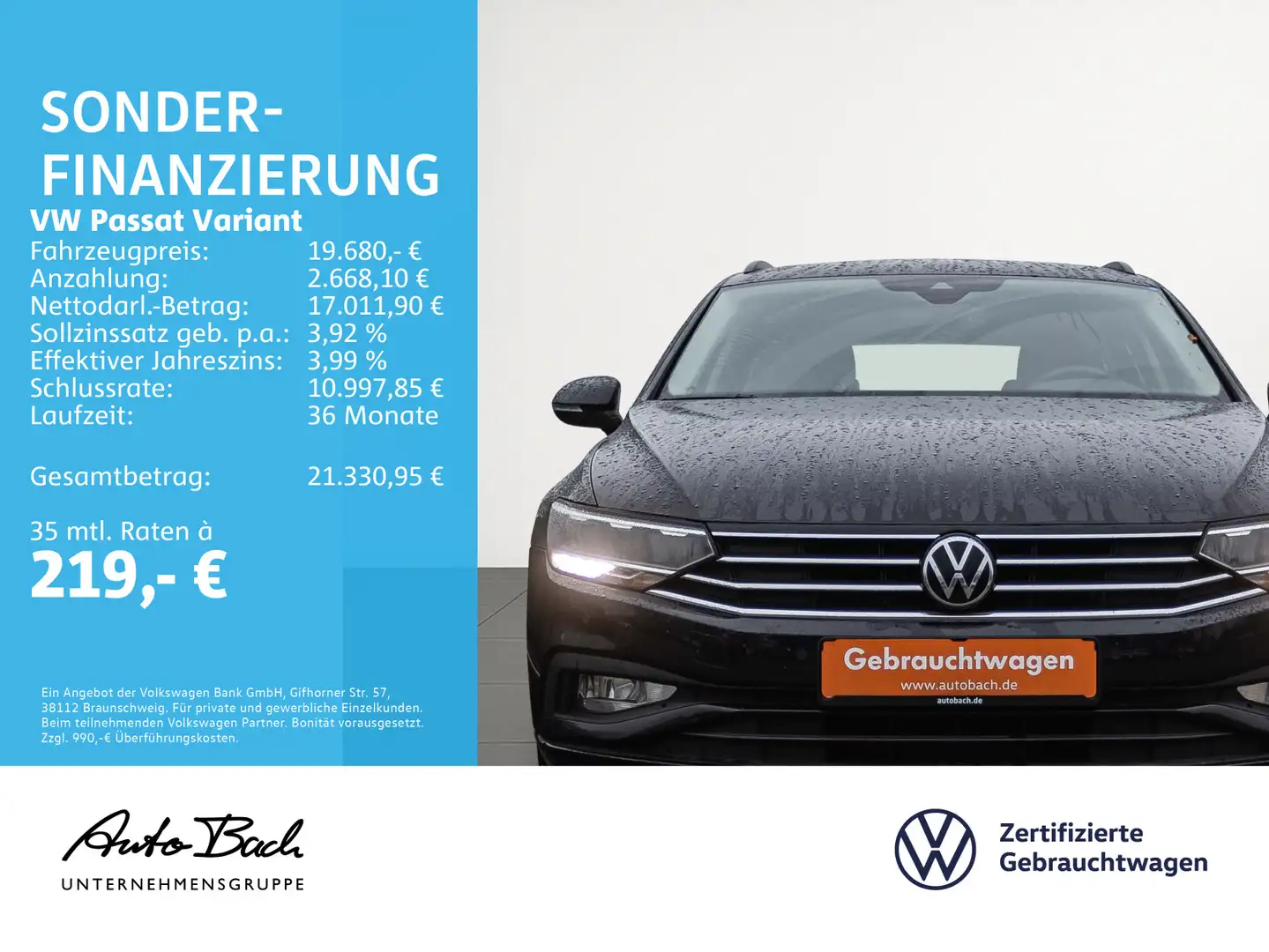 Volkswagen Passat Variant 2.0 TDI DSG Navi LED GRA EPH DAB Schwarz - 2