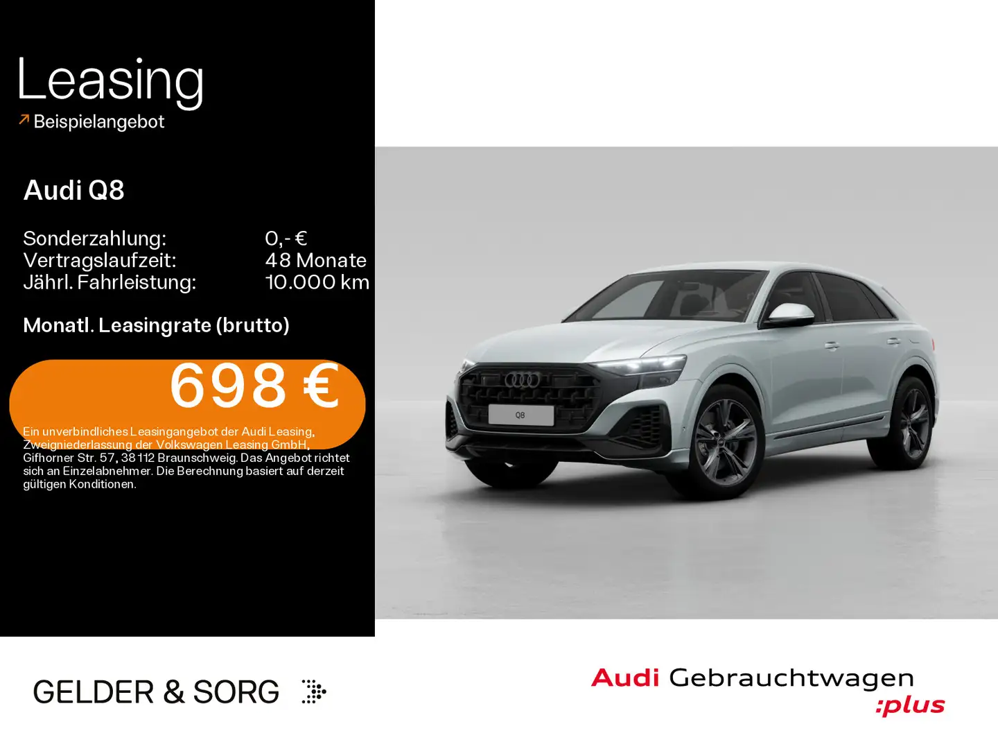 Audi Q8 55 TFSI e quattro AHK*360°Standklima*Air*HuD Silber - 1