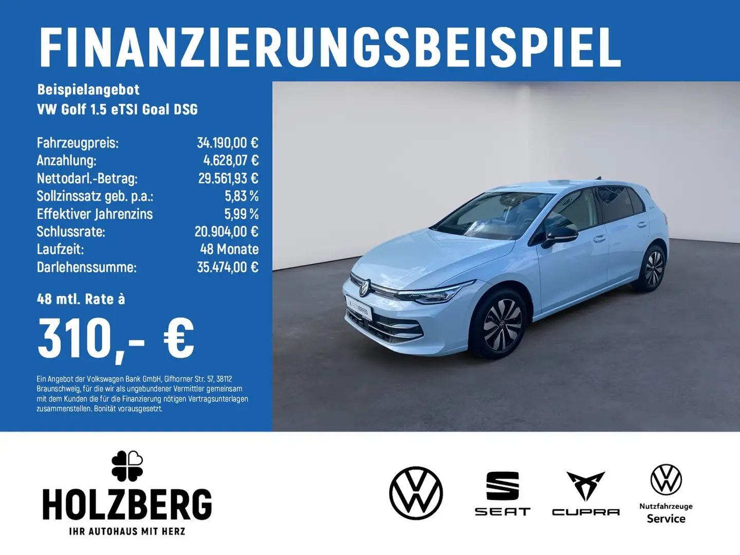 Volkswagen Golf 1.5 eTSI Goal DSG AHK+RFK+LED Blau - 2