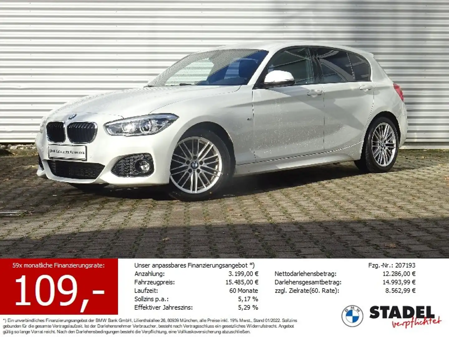 BMW 118 i 5-t. M Sport LED Navi Bluetooth PDC-vo+hi Weiß - 1