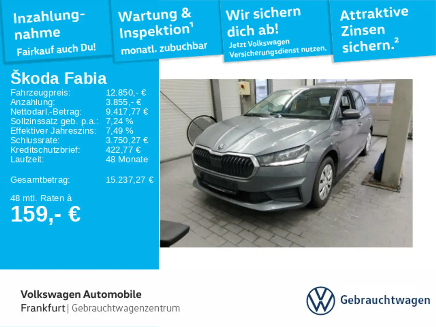 Skoda Fabia 1.0 MPI Active LaneAssist LED Klima Grau - 1