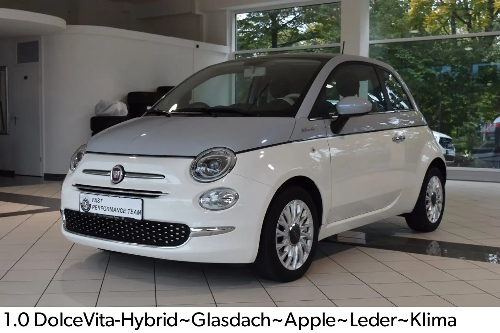 Fiat 500 1.0 DolceVita-Hybrid~Glasdach~Apple~Leder~AC Weiß - 1