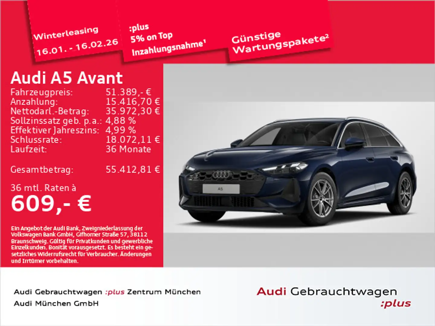 Audi A5 TFSI qu. S tronic ACC/AHK/Virtual Blau - 1