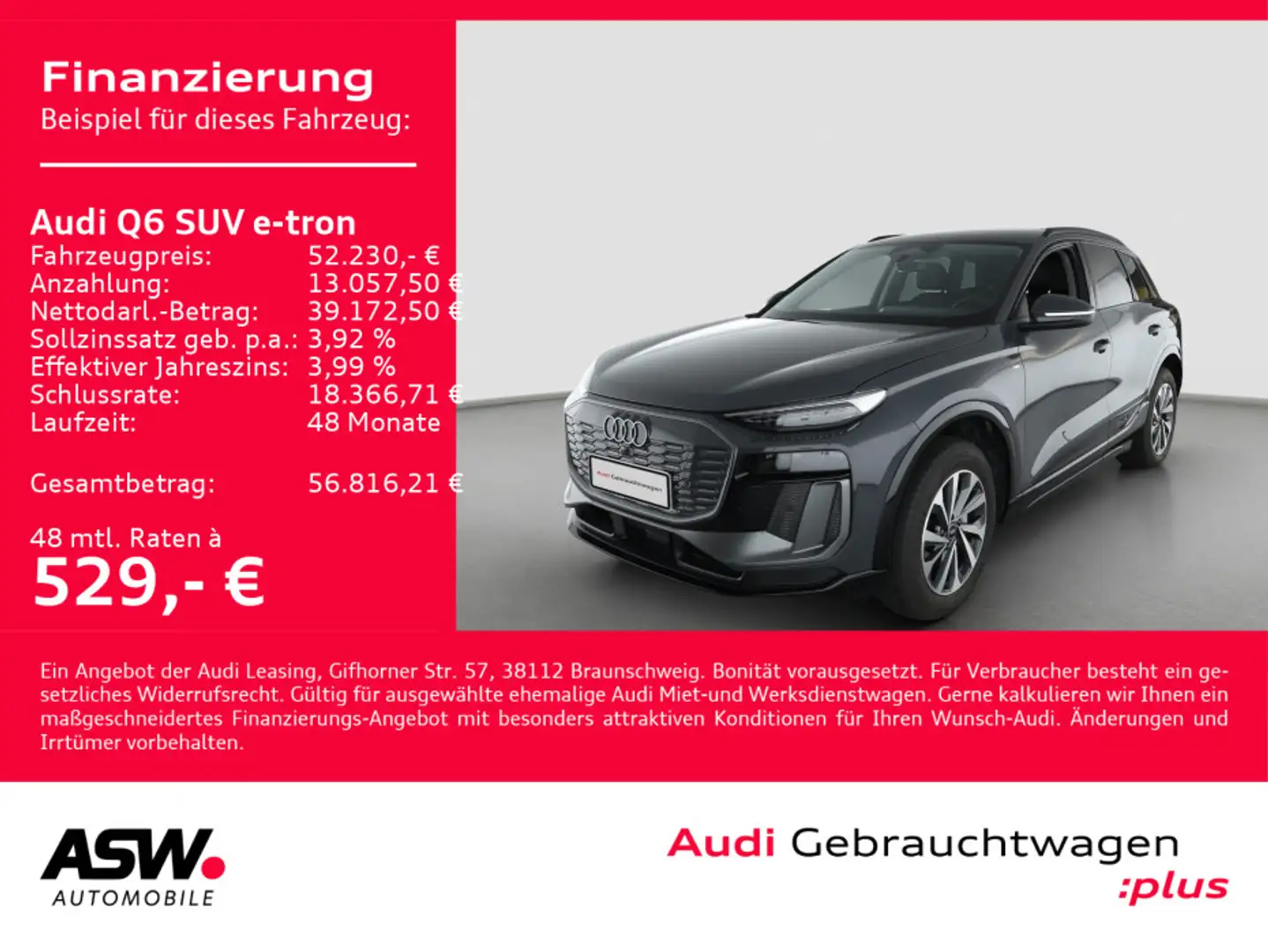 Audi Q6 e-tron S line NAVI MATRIX ACC 360° Grau - 1