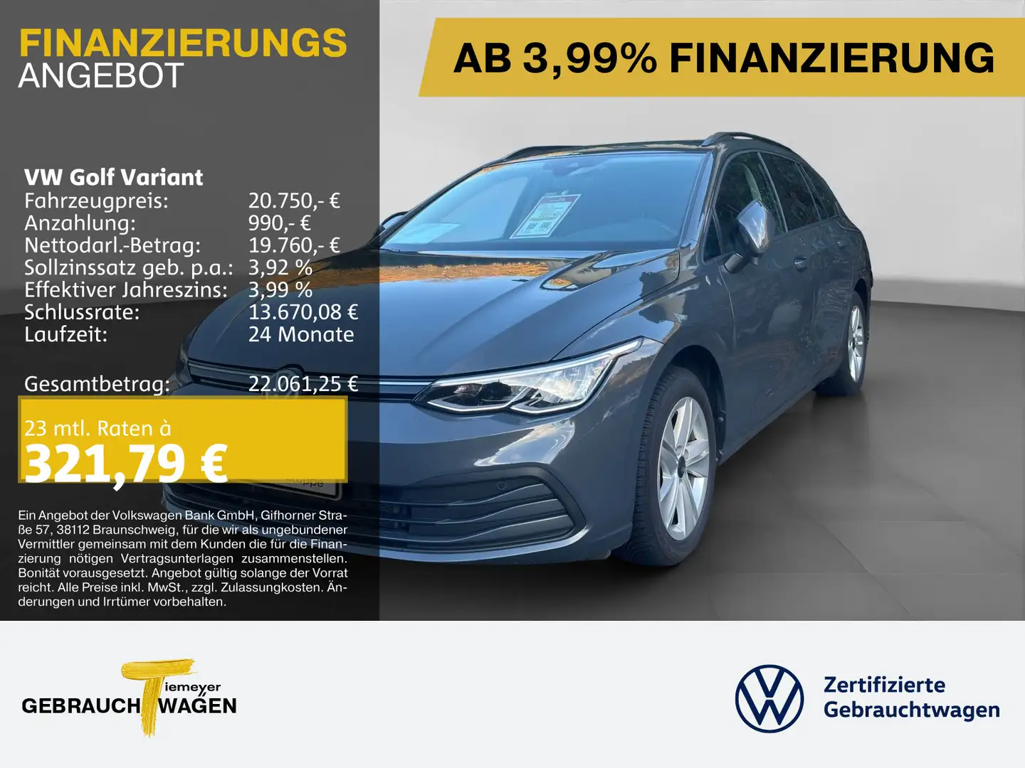 Volkswagen Golf Variant 2.0 TDI DSG AHK VW-GARANTIE-06.2027 Grau - 1
