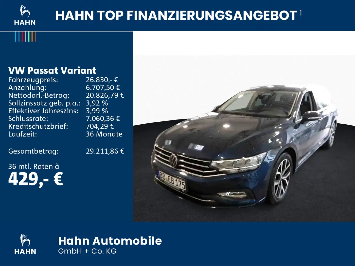 Volkswagen Passat Variant 2.0TSI DSG Business LED AHK Navi Blau - 2