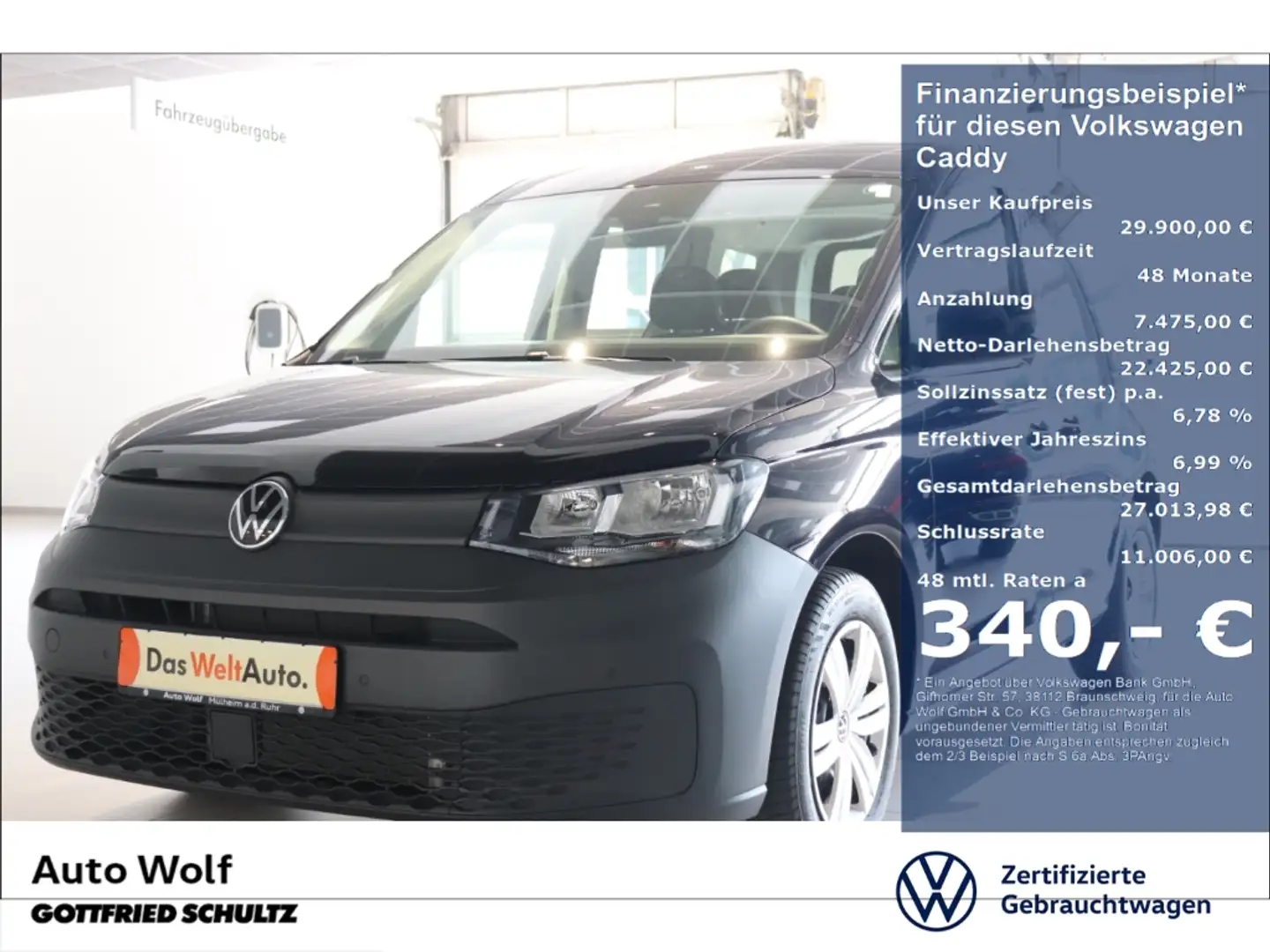 Volkswagen Caddy Kombi 2.0 TDI Basis DAB   Sitzheizung  Einpa Schwarz - 1
