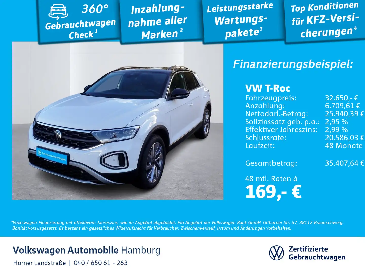 Volkswagen T-Roc Goal 2.0 TDI DSG AHK Sitzheizung CarPlay Weiß - 1