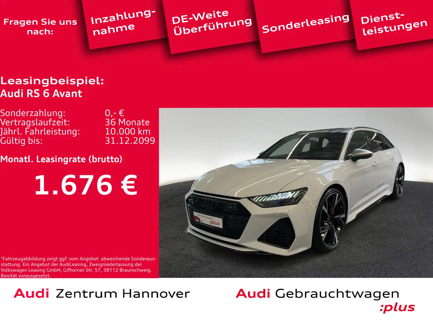 Audi RS6 4.0 TFSI quattro HuD Laser Pano AHK D Weiß - 1