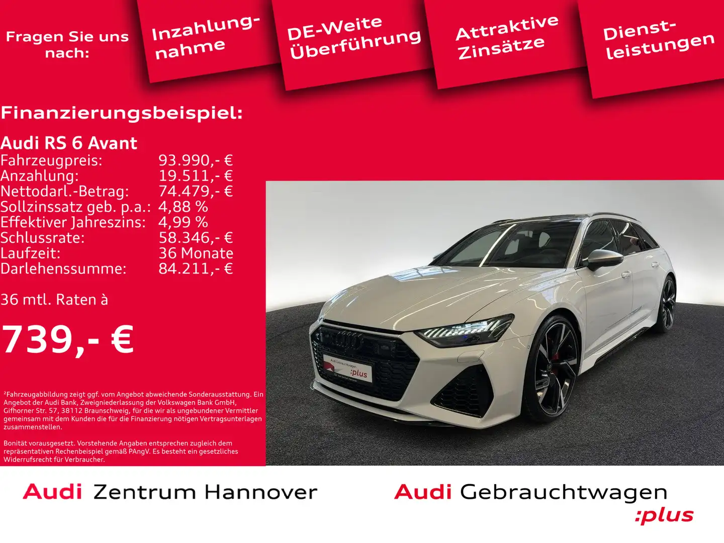 Audi RS6 4.0 TFSI quattro HuD Laser Pano AHK D Weiß - 2