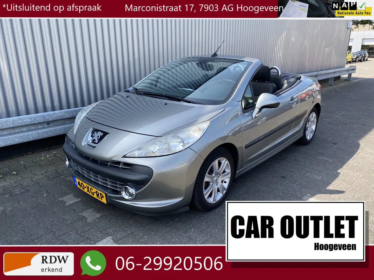 Peugeot 207 CC 1.6 VTi Première Nette Cabrio met A/C, Carkit, Gris - 1