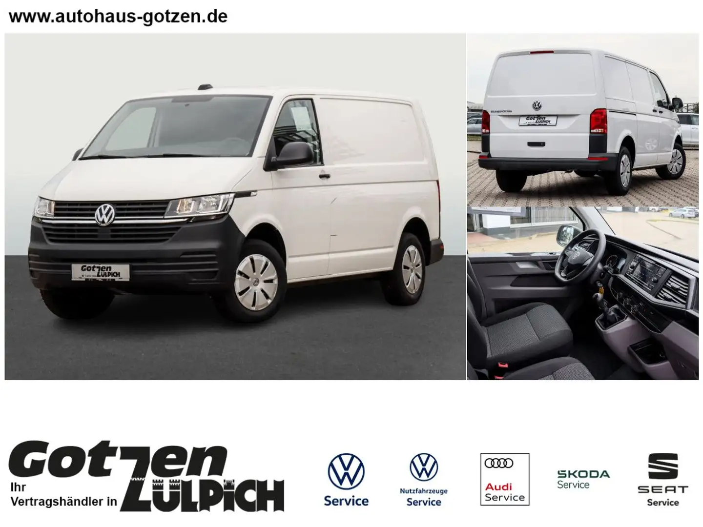Volkswagen T 6.1Kasten Klima PDC Trennwand 3-Sitze App Weiß - 1