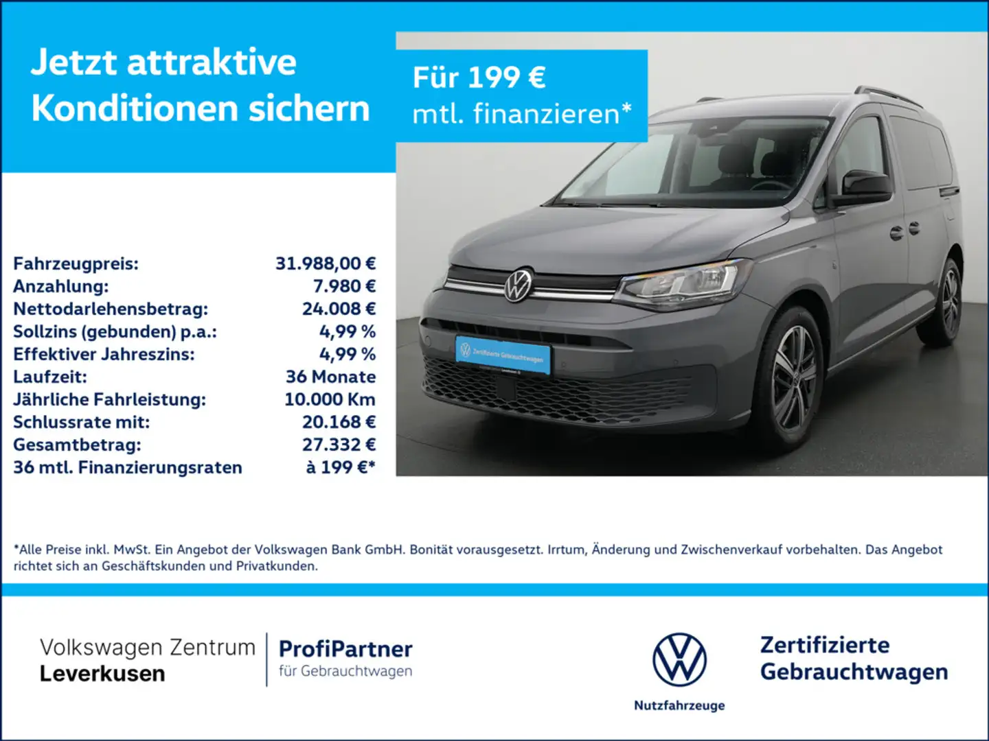 Volkswagen Caddy Life DSG SHZ PDCFLÜGELTEN ACC PORT NAVI Schwarz - 1