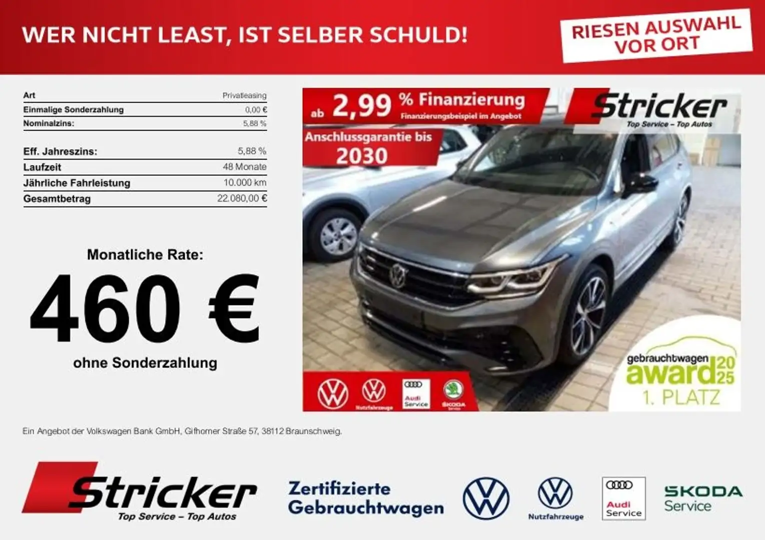 Volkswagen Tiguan Allspace R-Line Black Style 2.0TSI 376,-ohne Anzahlung AHK Grau - 2