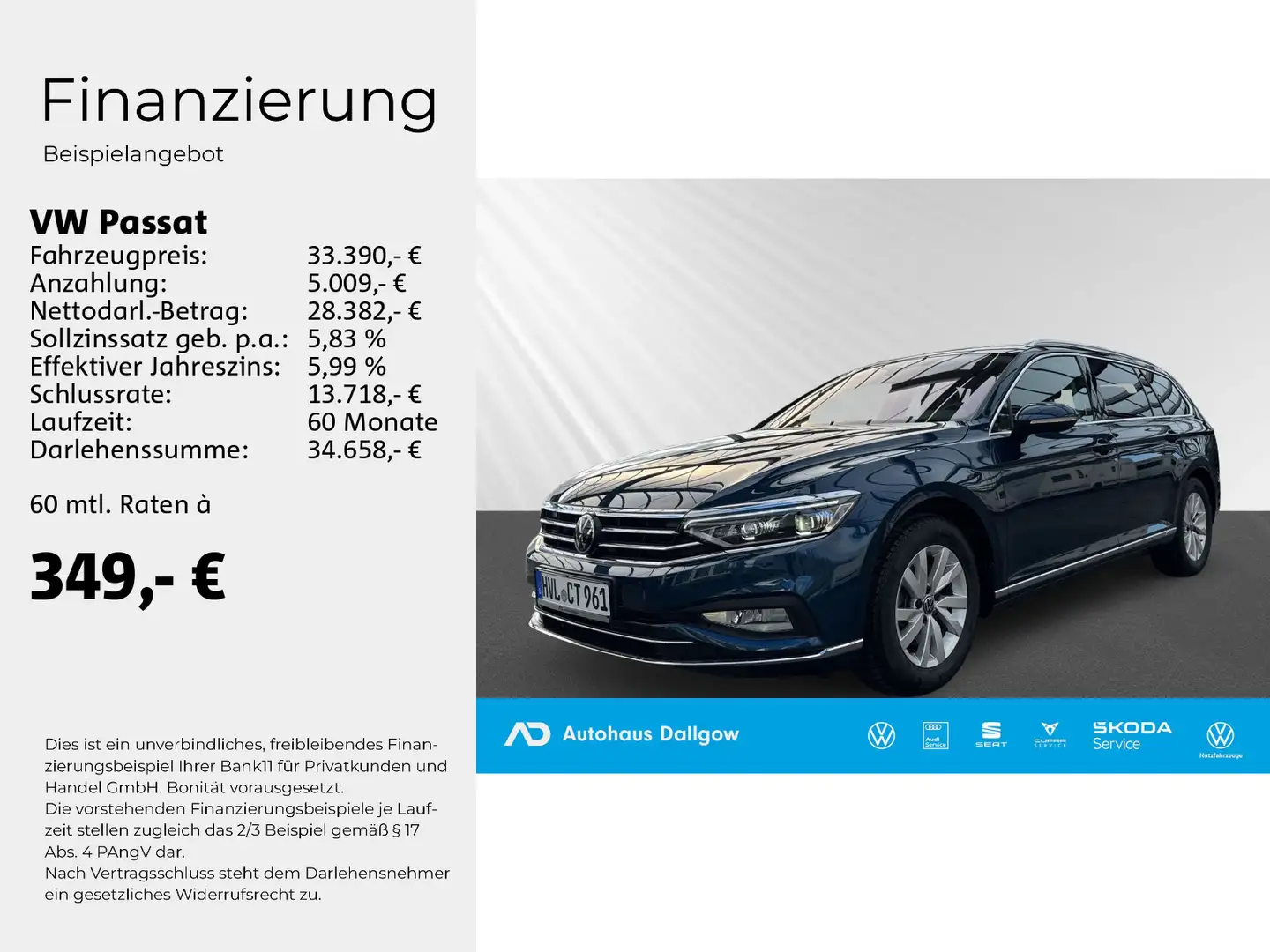 Volkswagen Passat Variant Passat Elegance 1.5 TSI Business Navi+Alarm+AHK+ Blau - 2