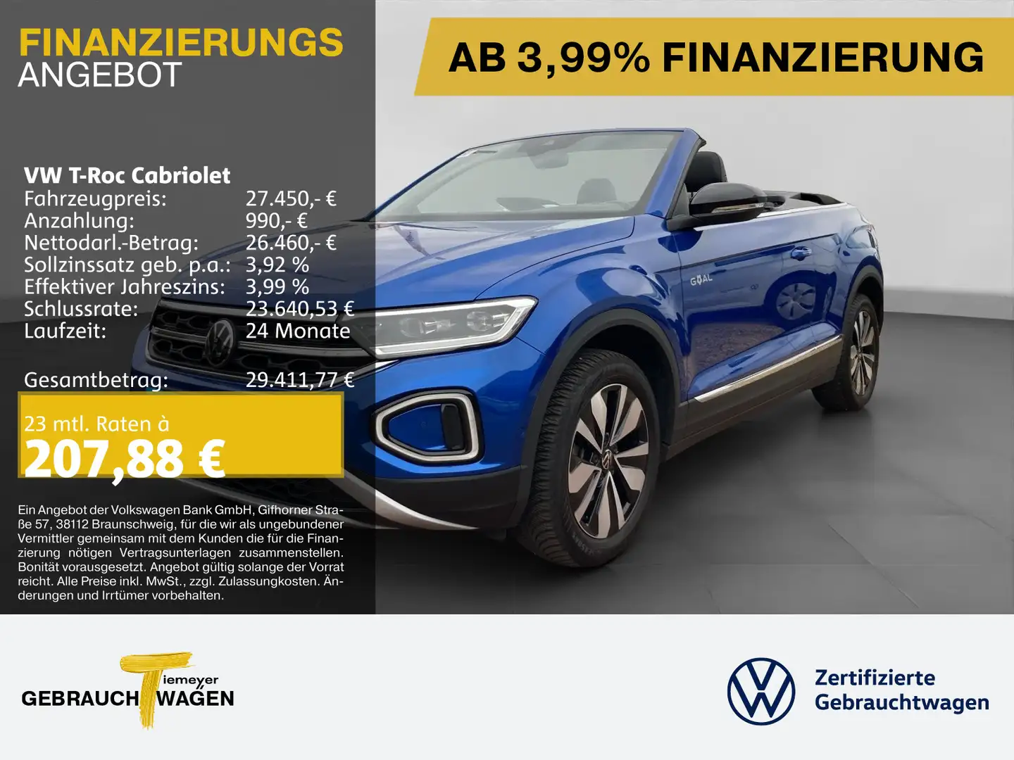 Volkswagen T-Roc 1.0 TSI GOAL LED+ AHK ASSIST KAM Blau - 1