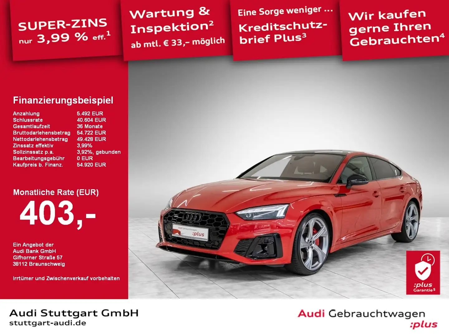 Audi A5 Sportback S line business 45 TFSI q. S tronic Rojo - 1