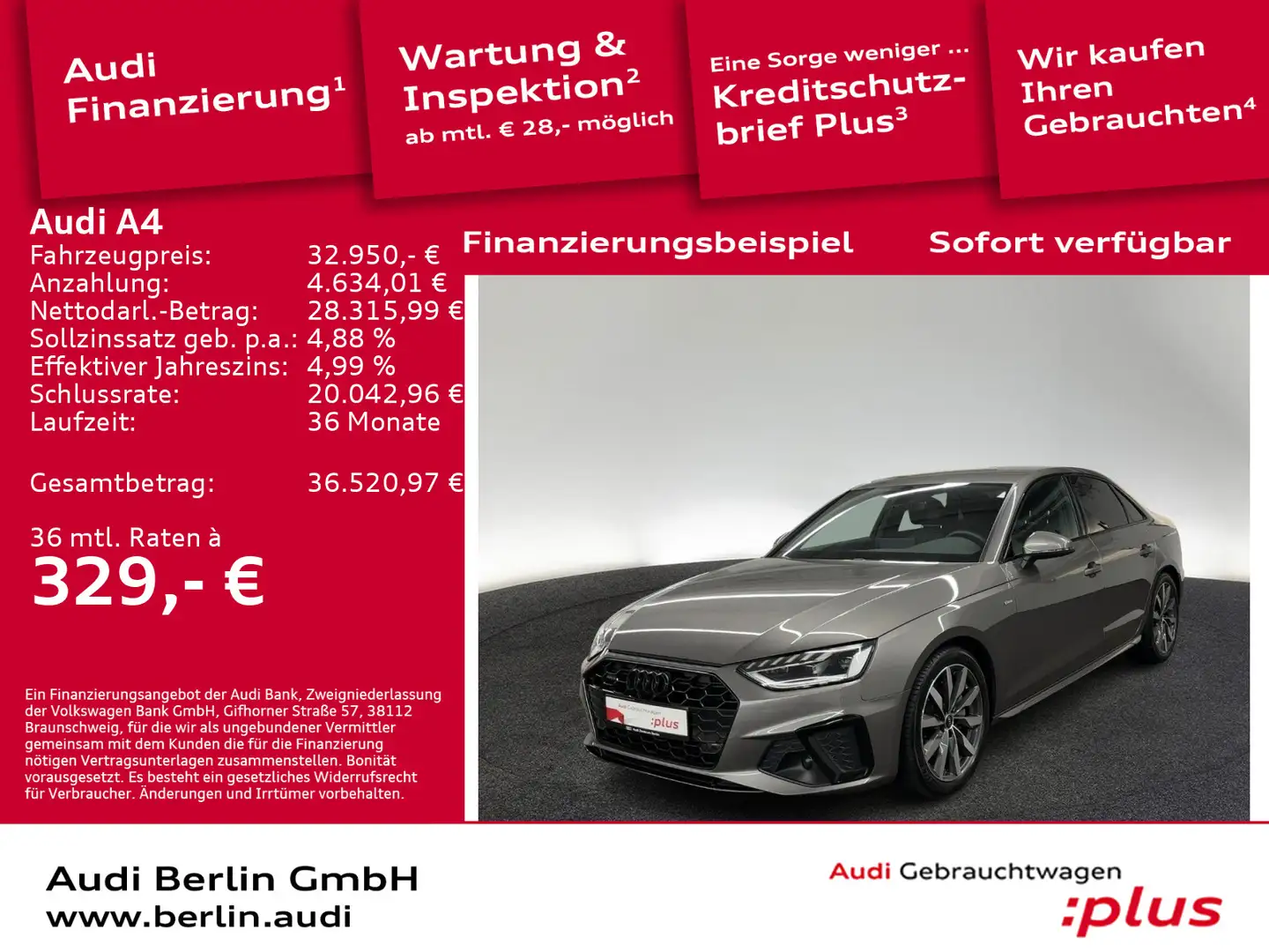 Audi A4 S line 40 TDI qu.S tr. LED NAVI RFK VIRTUAL Grau - 1