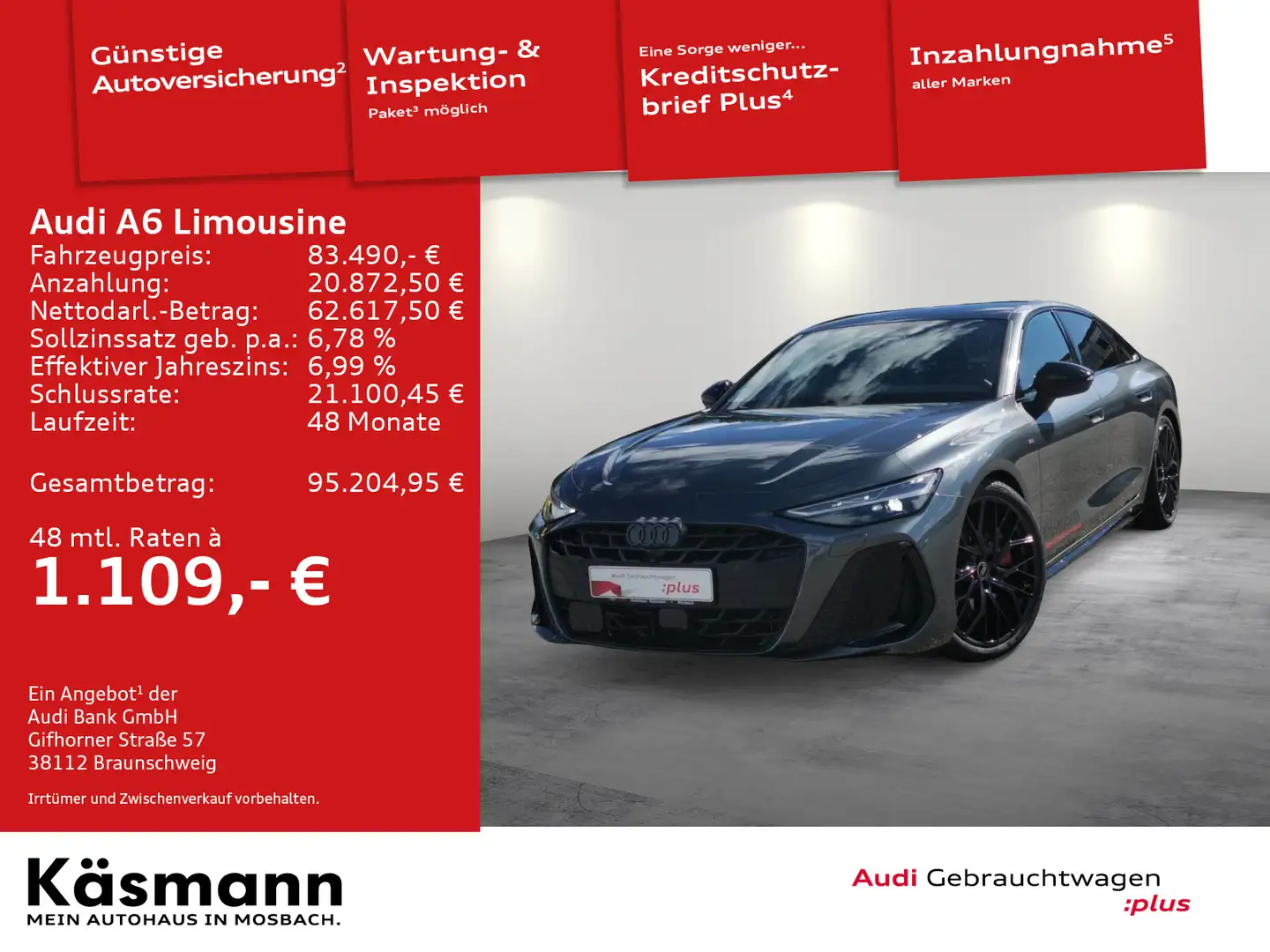 Audi A6 TFSI quattro 2x S line PANO STDHZ Schwarz - 1