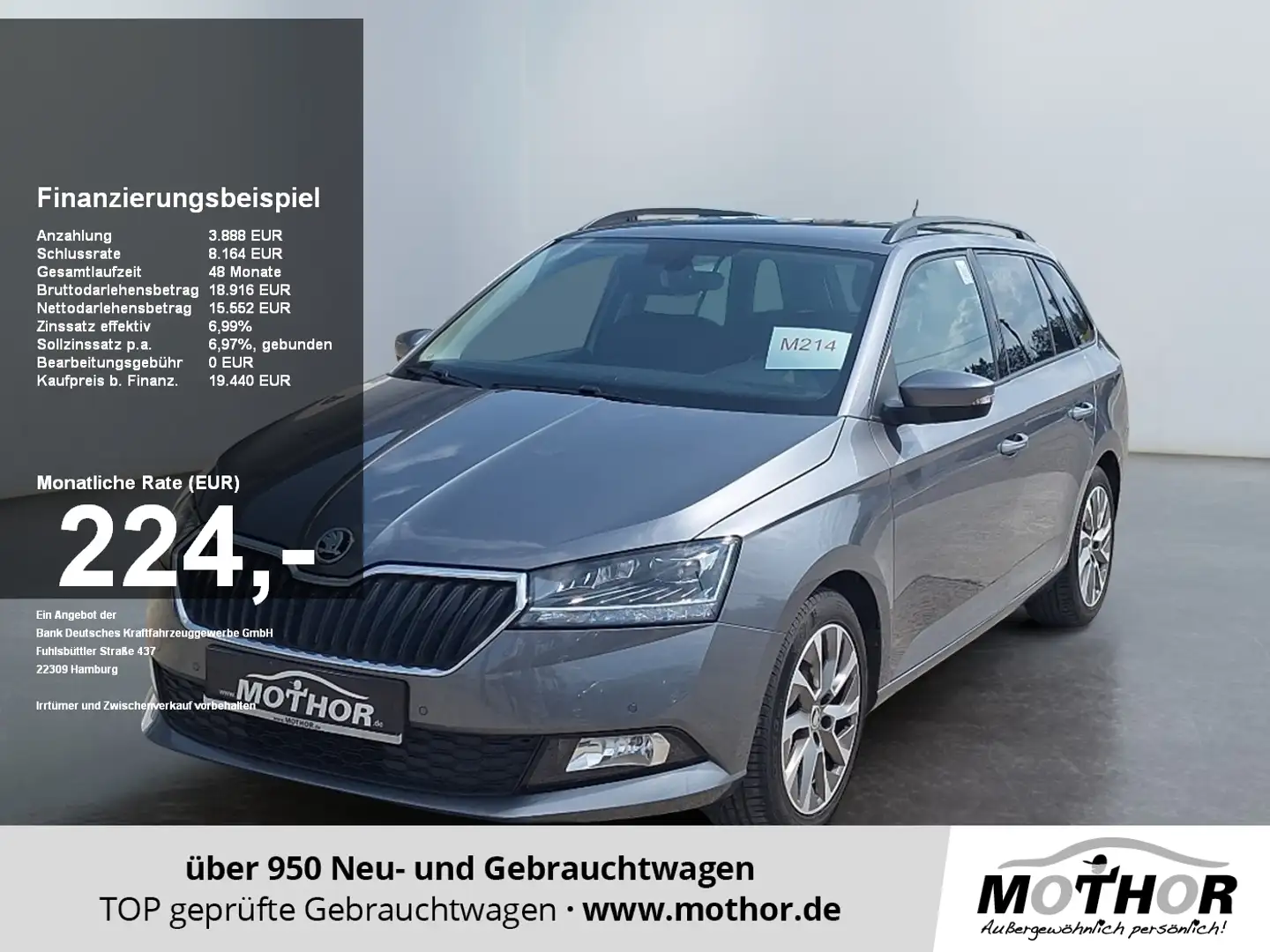 Skoda Fabia Combi Best of 1.0 TSI LED PDC Navi Klima Grau - 1