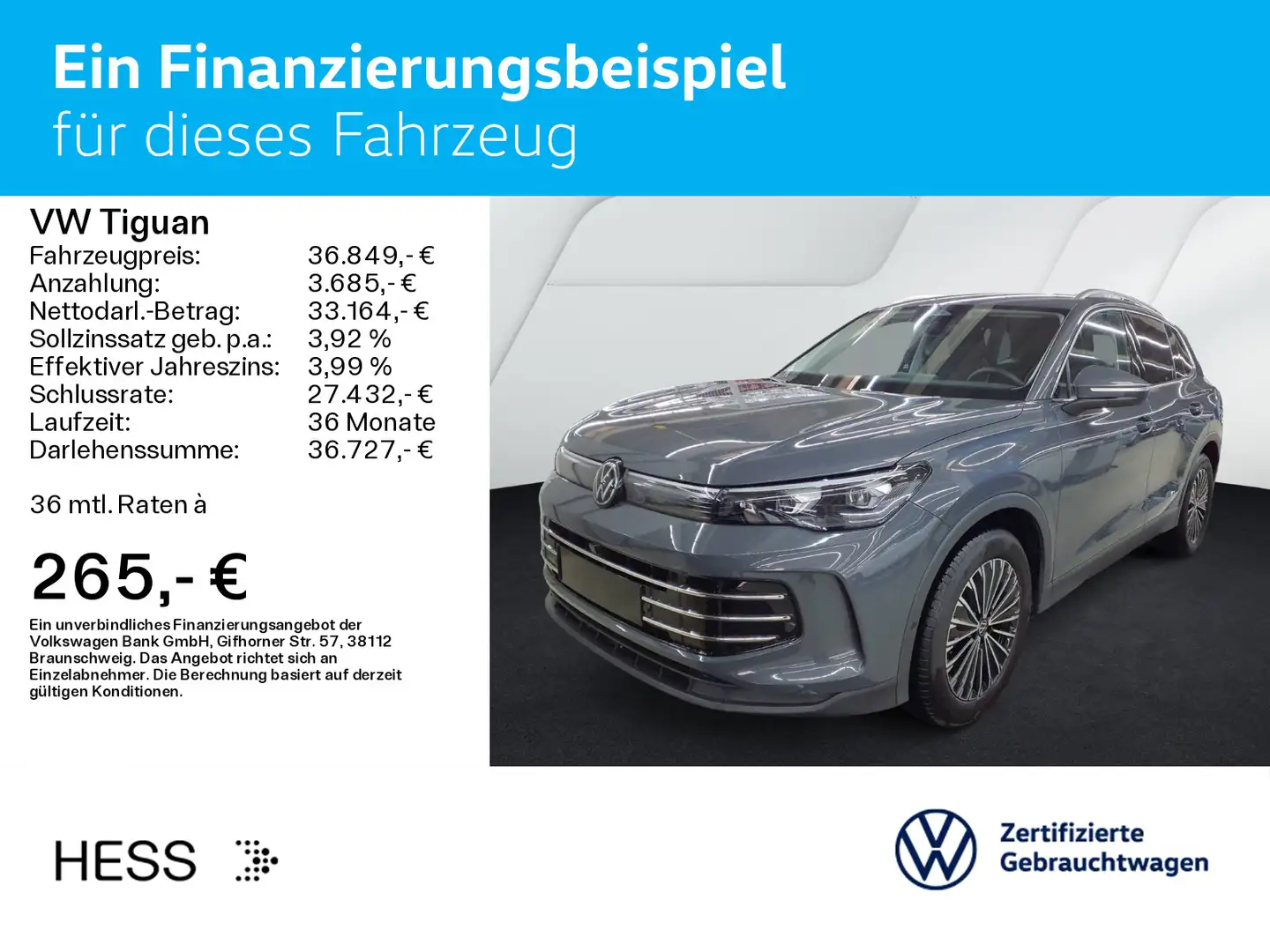 Volkswagen Tiguan 1.5 eTSI DSG ELEGANCE*IQ.LIGHT*AHK*KAMERA Grau - 2