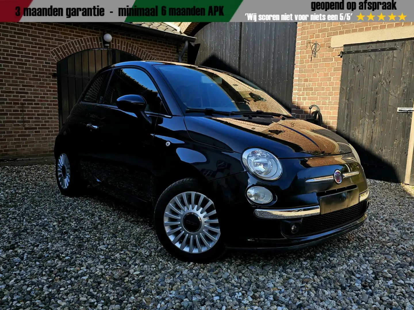 Fiat 500 1.2 Lounge | Panorama | Garantie | APK Zwart - 1