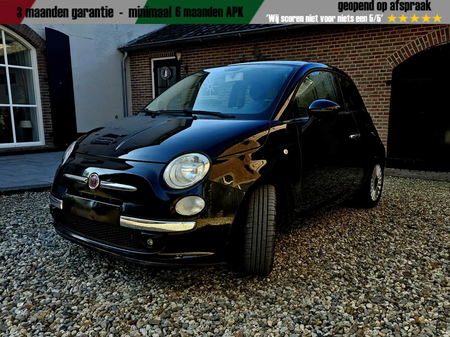 Fiat 500 1.2 Lounge | Panorama | Garantie | APK Zwart - 2