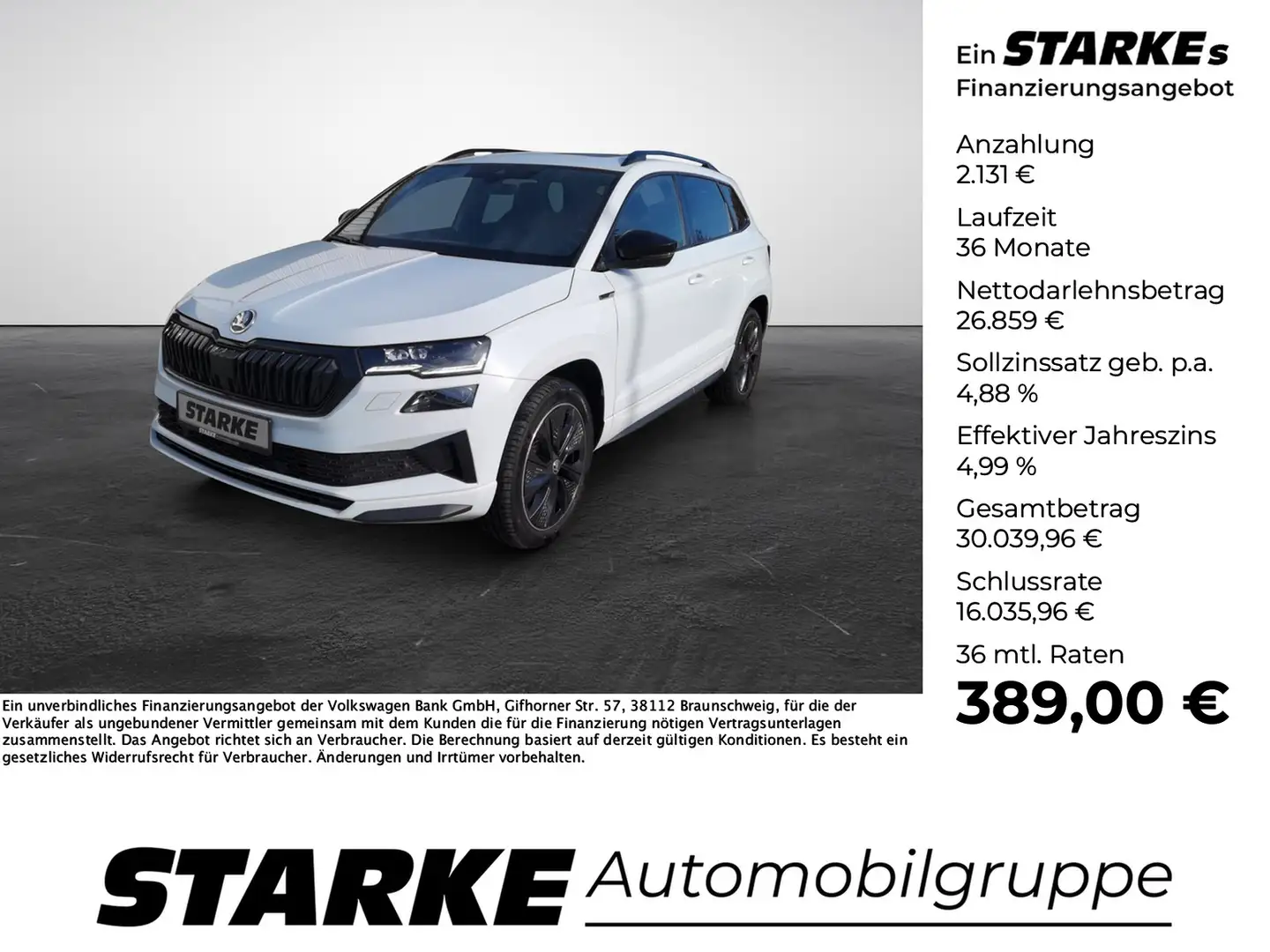 Skoda Karoq 1.5 TSI DSG Sportline Weiß - 1