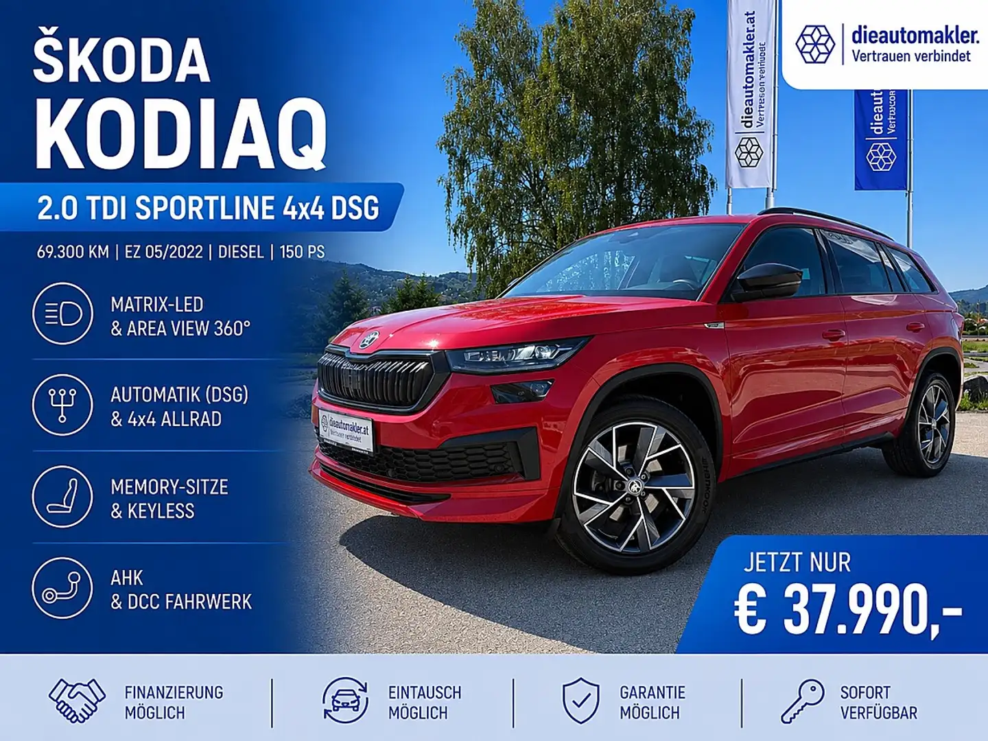Skoda Kodiaq 2.0 TDI Sportline 4x4 DSG |MATRIX|AHK|MEMORY| Rot - 1