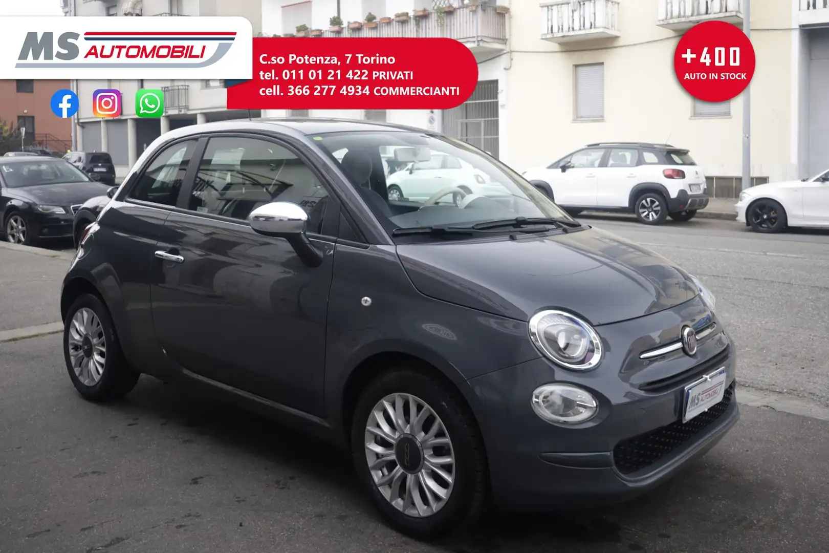 Fiat 500 FIAT 500 1.2 Lounge 51KW ANNO 2016 Grijs - 1