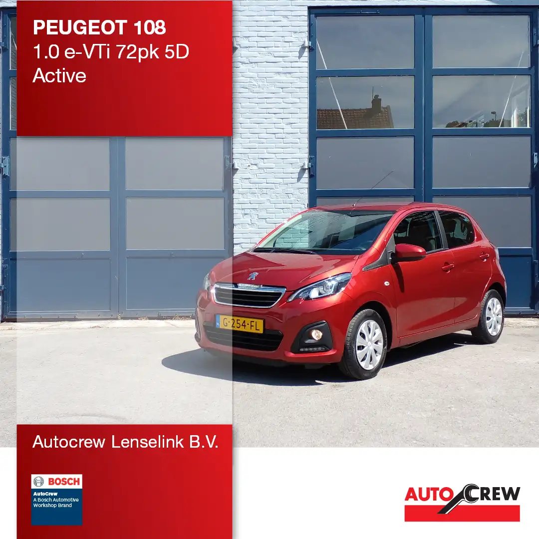 Peugeot 108 1.0 e-VTi 72pk 5D Active | Origineel NL | Rood - 1