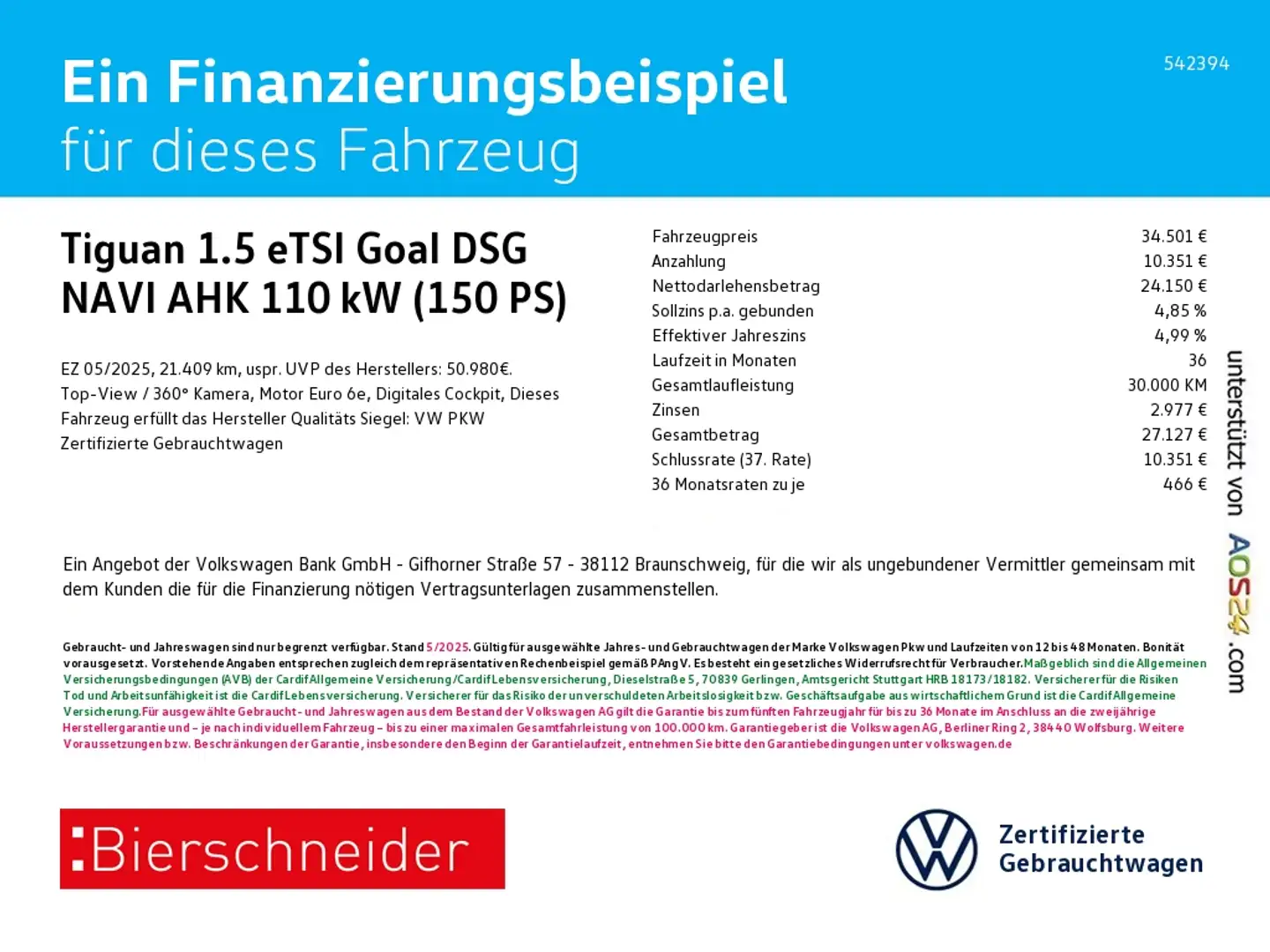 Volkswagen Tiguan 1.5 eTSI Goal DSG NAVI AHK KAM LED ACC Blanc - 1