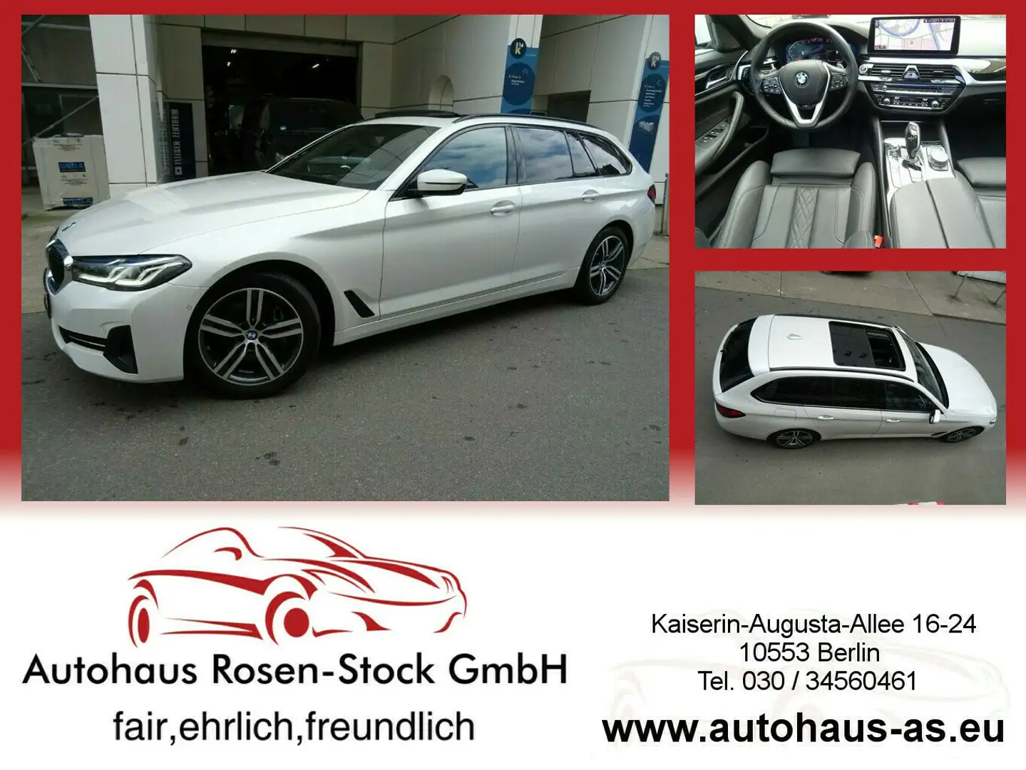 BMW 530 530d Tour xDrive,Mod.2021,Autom,AHK,Leder,ACC,360° Weiß - 1