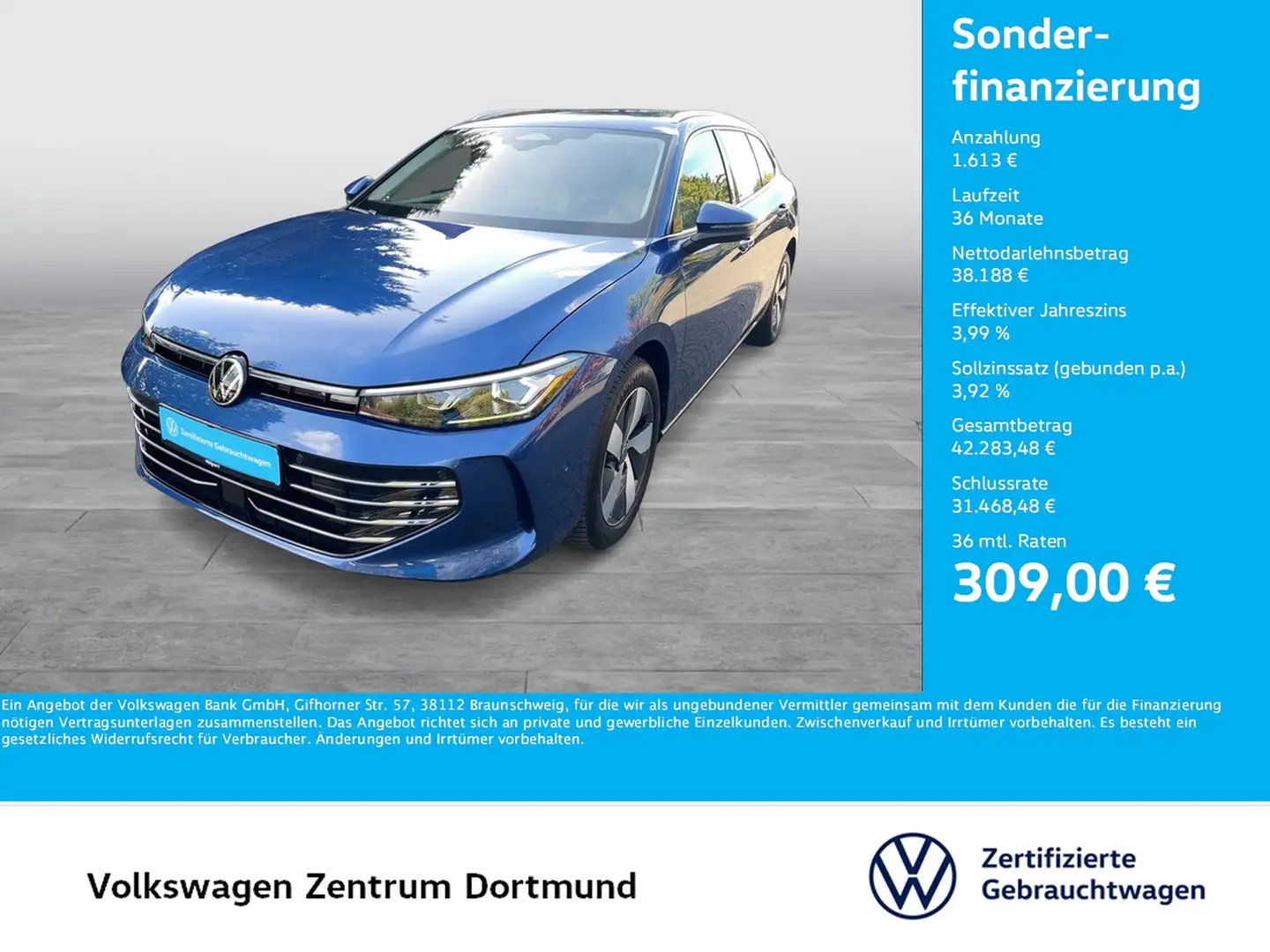 Volkswagen Passat Variant 2.0 ELEGANCE 4X4 NEUES MODELL AHK Blauw - 1